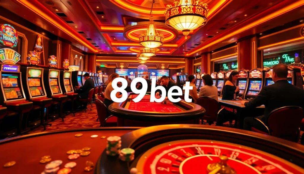 Experience the thrills at 89bet's lively casino with enthusiastic players at the poker table.