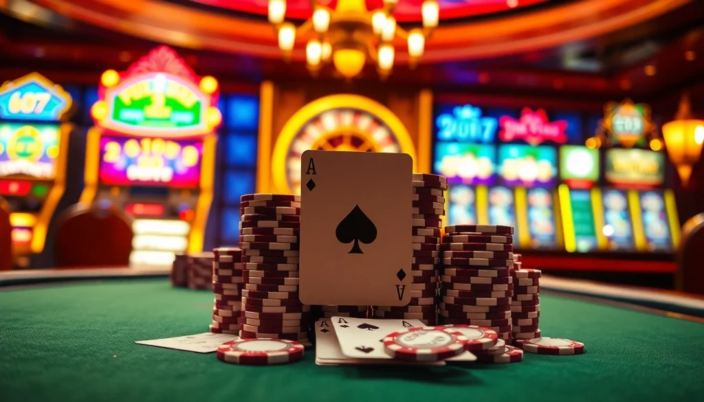 Experience the excitement of winning with f168 quatang at a vibrant casino poker table filled with high-value chips.